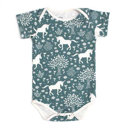 Short-Sleeve Snapsuit - Magical Forest Teal