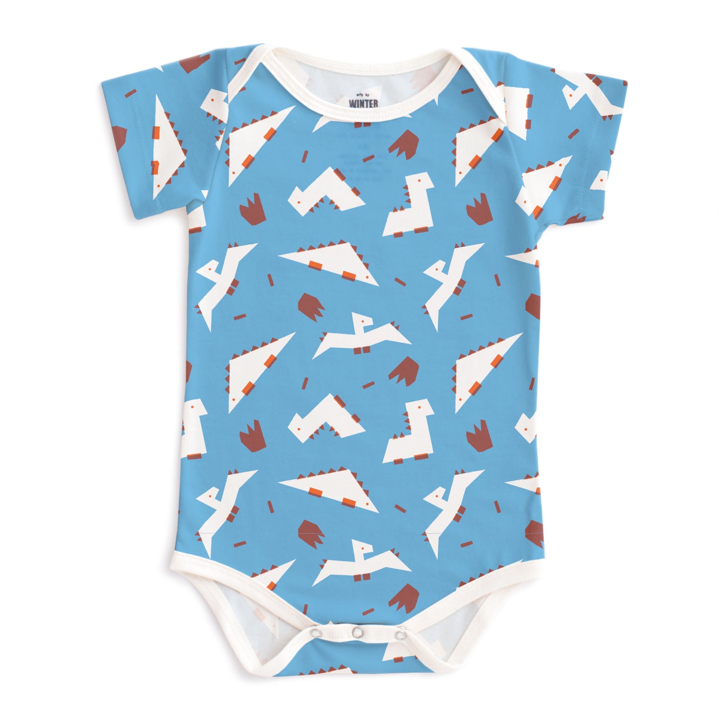Short-Sleeve Snapsuit - Dino Dreams Blue