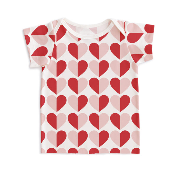Short-Sleeve Lap Tee - Hearts Red & Pink