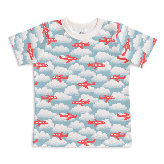 Short-Sleeve Tee - Airplanes Red & Blue