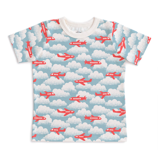 Short-Sleeve Tee - Airplanes Red & Blue