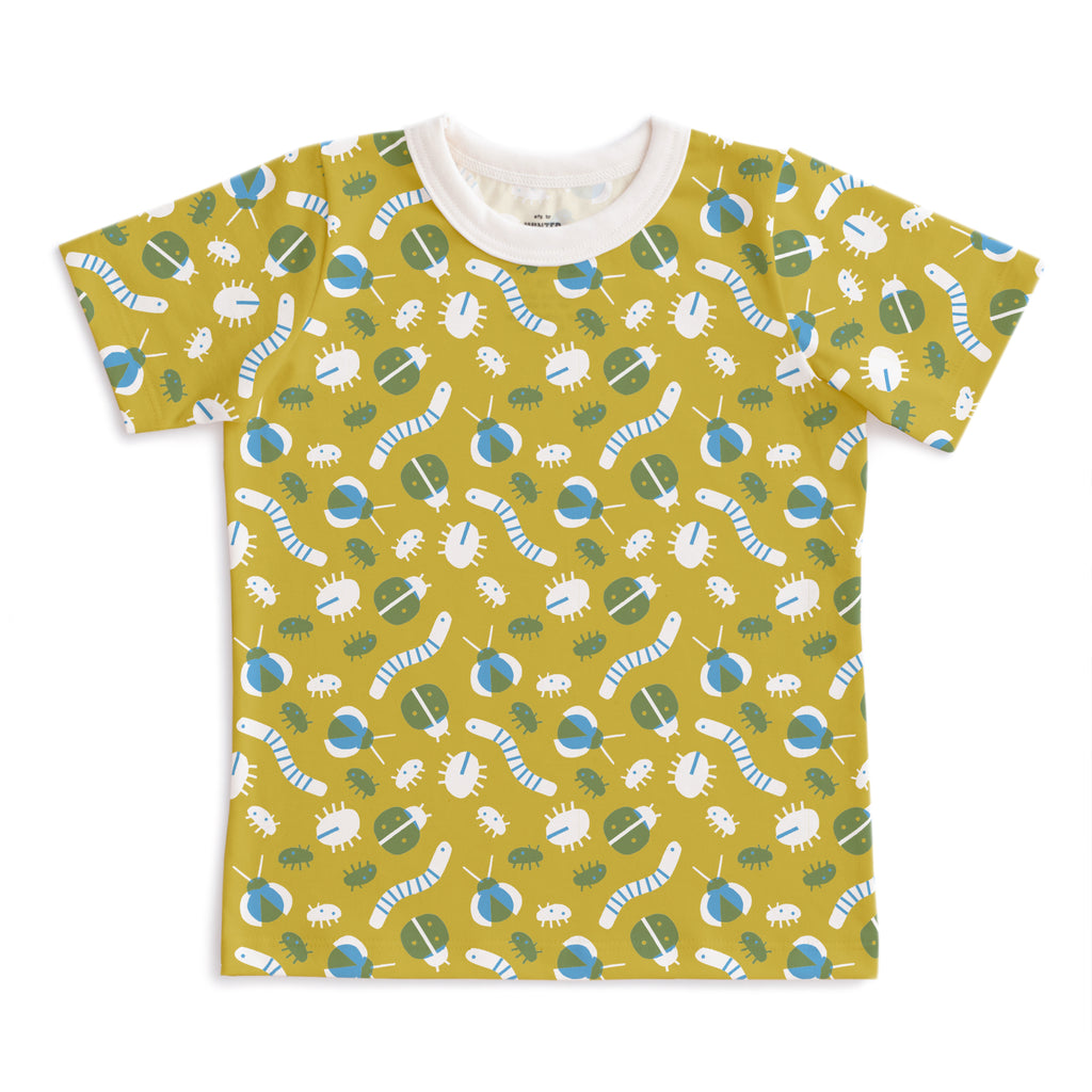 Short-Sleeve Tee - Busy Bugs Chartreuse & Blue