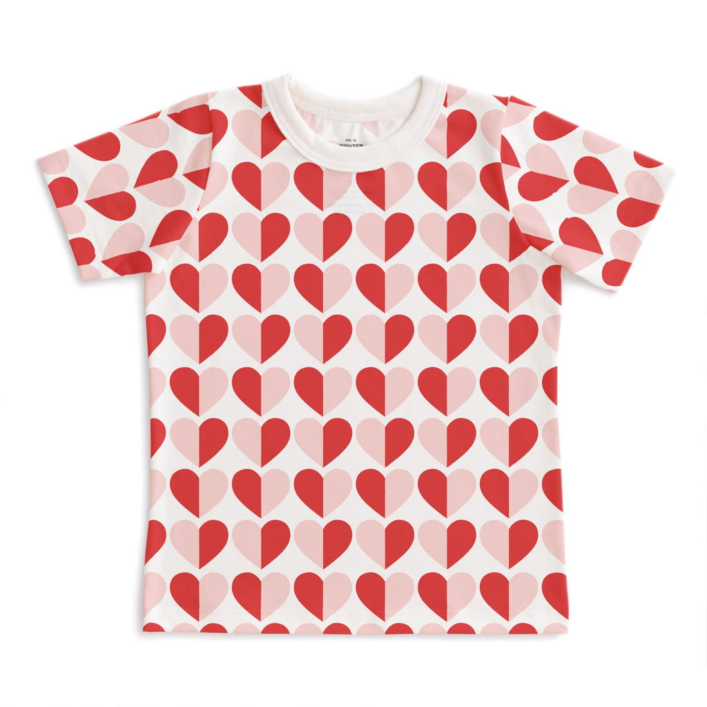 Short-Sleeve Tee - Hearts Red & Pink