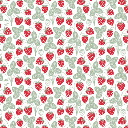 French Terry Jumpsuit - Strawberries Red & Green