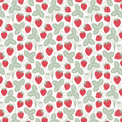 Fitted Crib Sheet - Strawberries Red & Green