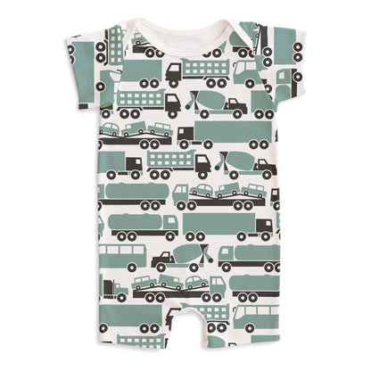 Summer Romper - Big Rigs Surf Blue