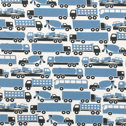 Long-Sleeve Snapsuit - Big Rigs Blue