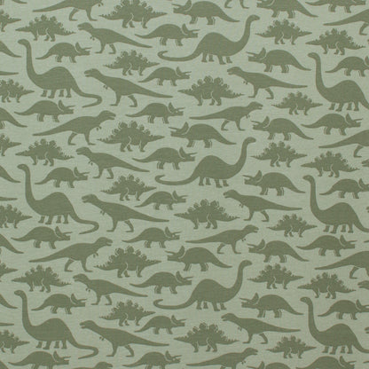 French Terry Blanket - Dinosaurs Sage