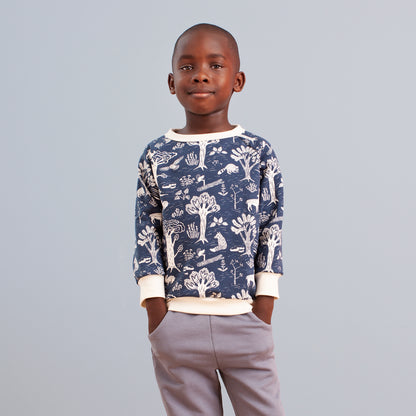 Sweatshirt - Baseball Grey & Midnight Blue