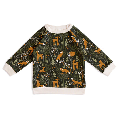 Sweatshirt - Deer & Foxes Dark Green