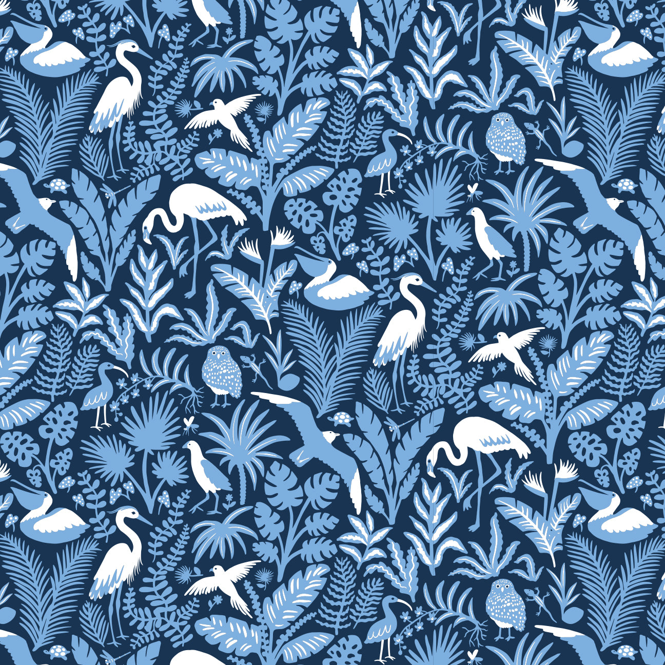 Short-Sleeve Snapsuit - Tropical Birds Navy