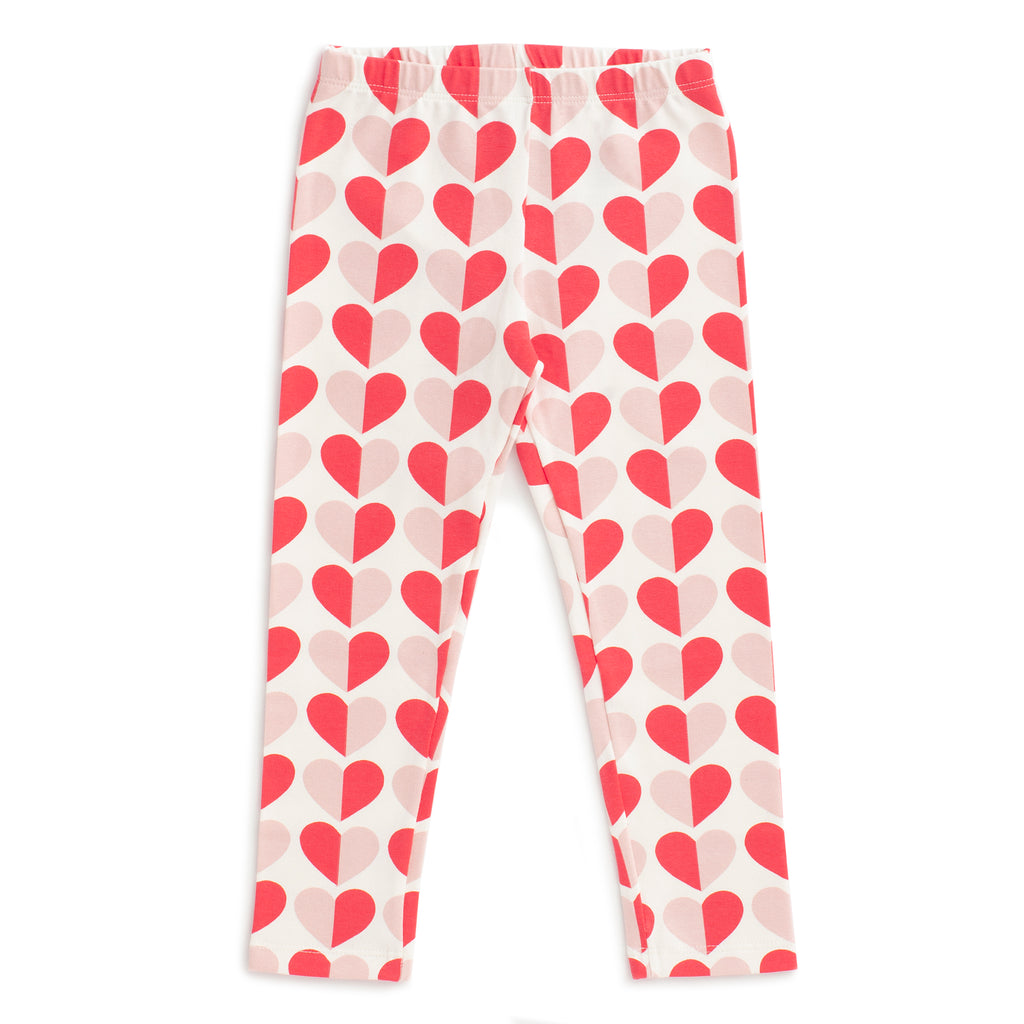 Baby Leggings - Hearts Red & Pink