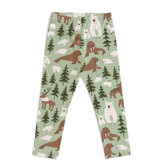Baby Leggings - Northern Animals Pale Green