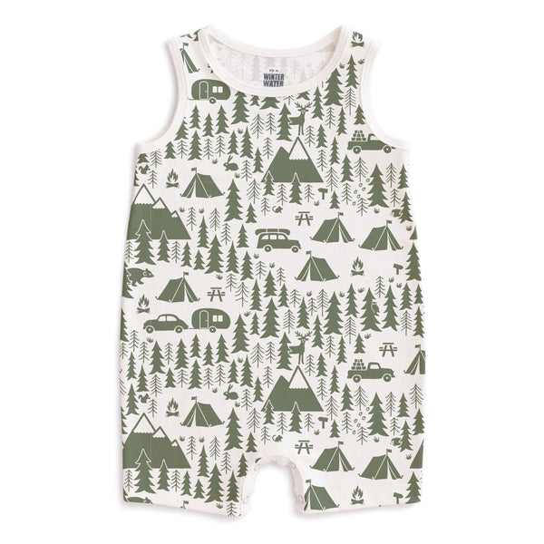 Tank Top Romper - Campground Forest Green