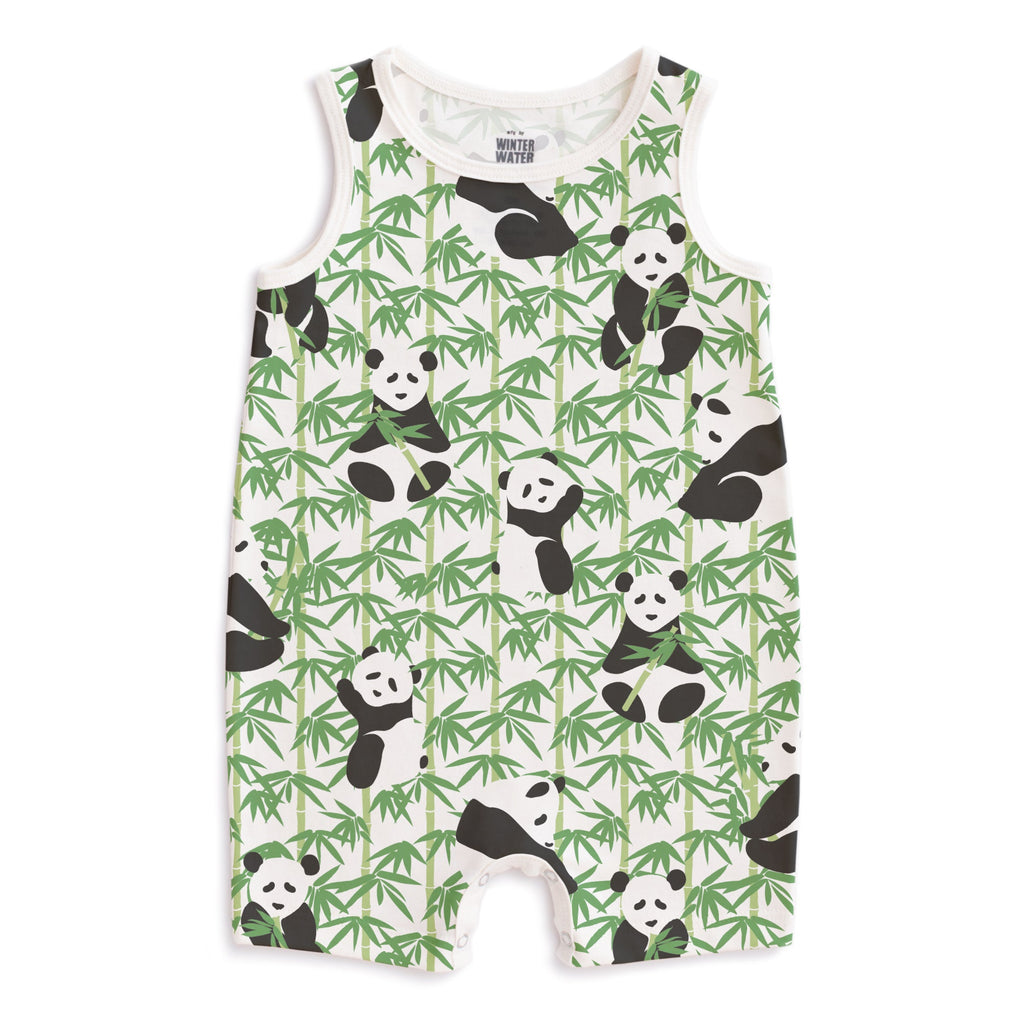 Tank Top Romper - Pandas Green