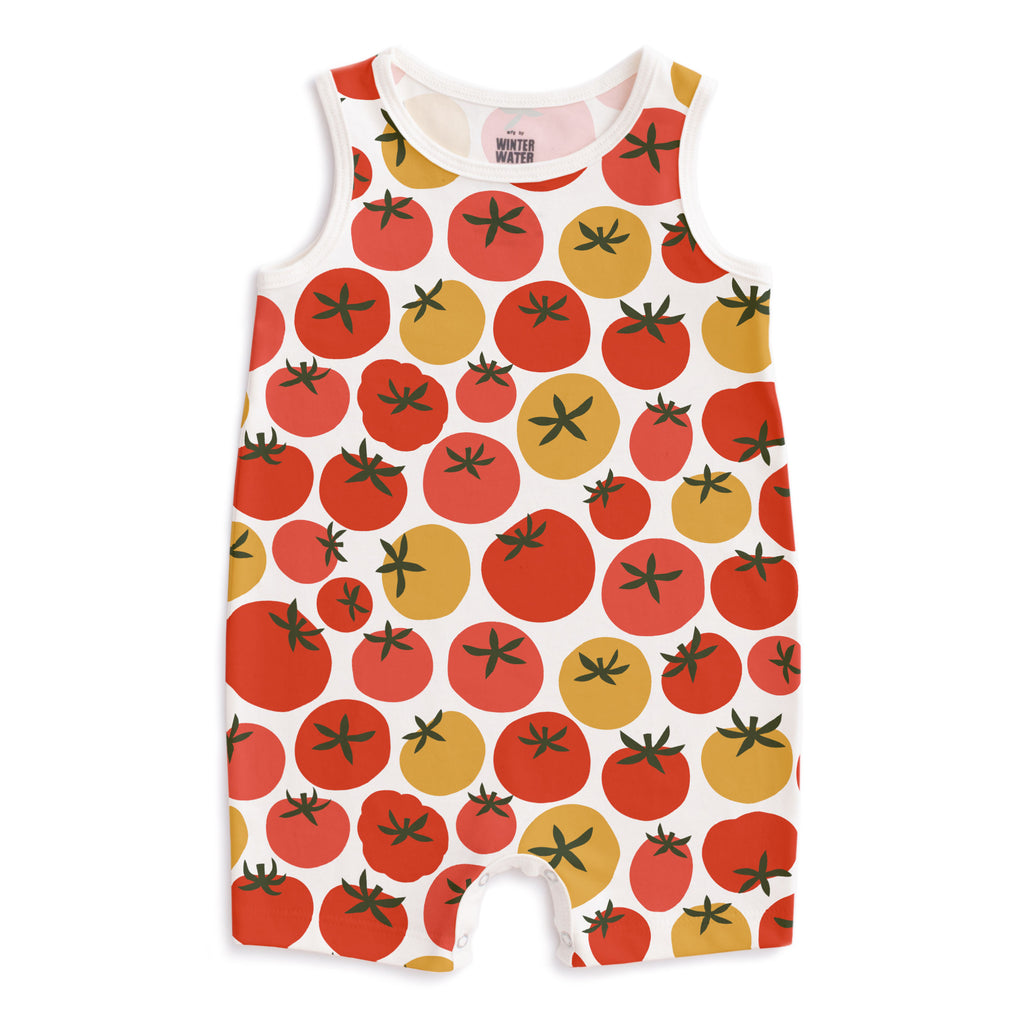 Tank Top Romper - Tomatoes Red & Yellow