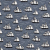 Short-Sleeve Lap Tee - Vintage Sailboats Slate Blue & Black