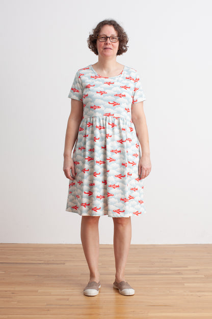 Women's Stockholm Dress - Airplanes Red & Blue
