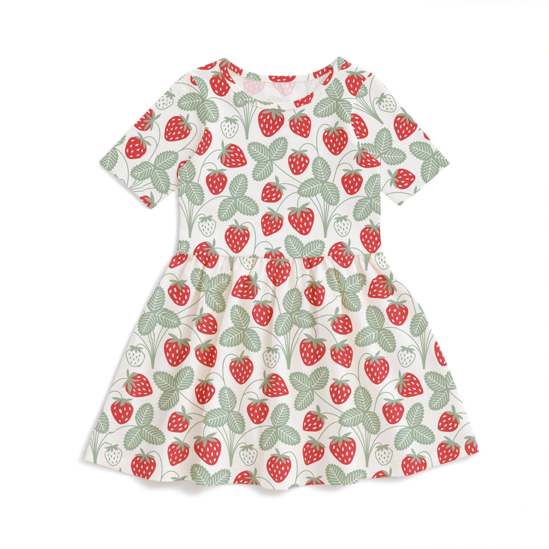 Kids Alberta Dress - Strawberries Red & Green 4T Kids Alberta Dress - Strawberries Red & Green 4T